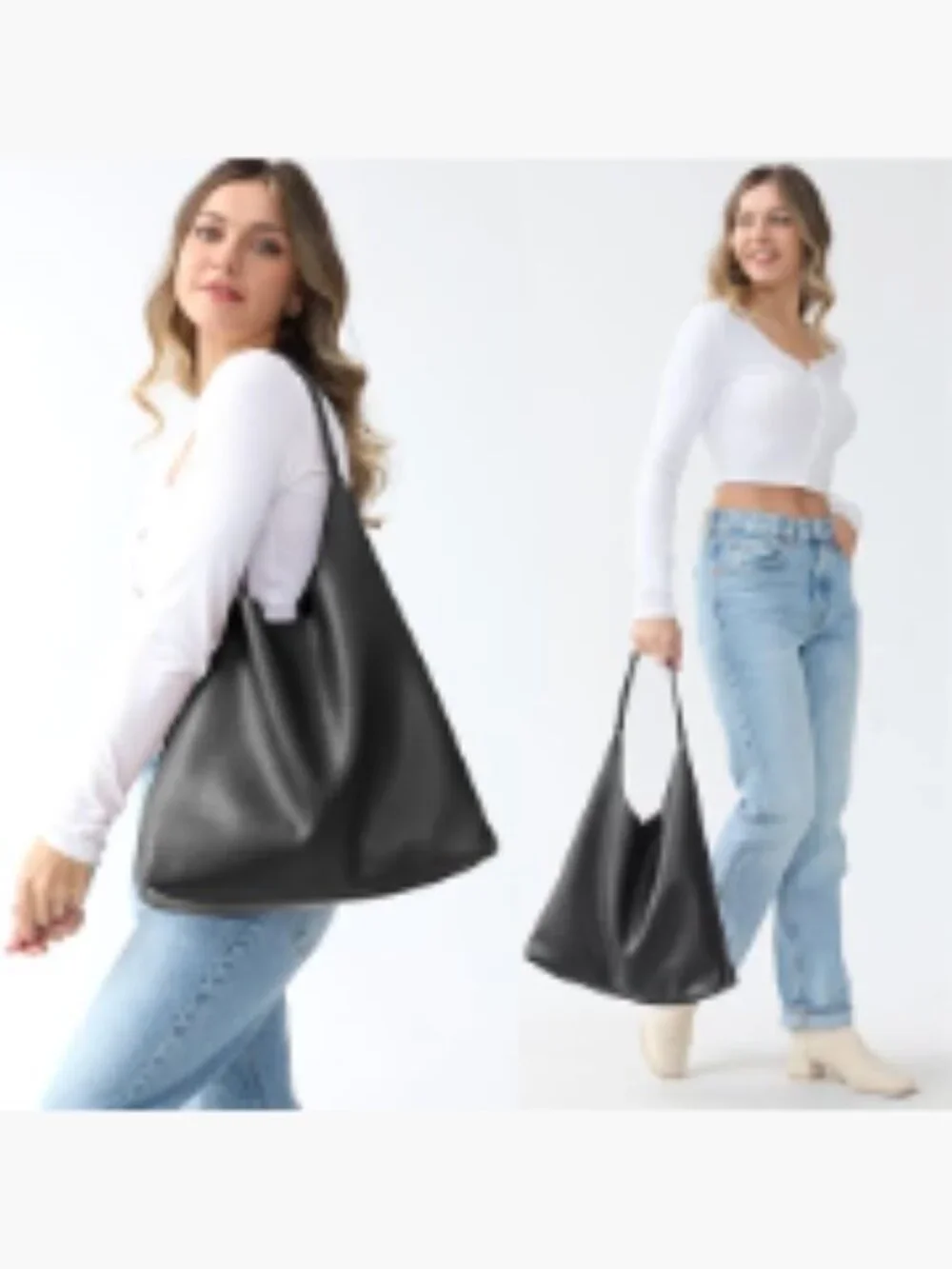 Slouchy Hobo Bag for Women Soft Vegan Leather Shoulder Tote Purse